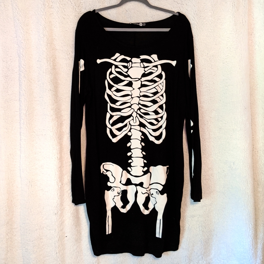 BOOHOO Skeleton Slender Dress Halloween Goth US 16